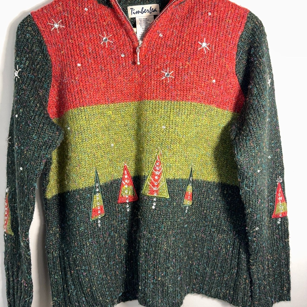 Timberland Men's Festive Zip-Up Sweater - Red, Green,‎ Yellow